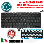 APPLE MACBOOK PRO 13" A1278 2009 2010 2011 2012 KEYBOARD TASTIERA UNIBODY ITALIANA QWERTY CON RETRO ILLUMINAZIONE