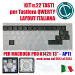 SET KIT TASTI AP11 CONVERSIONE LAYOUT TASTIERA ITALIANA QWERTY ITA APPLE MACBOOK PRO A1425 13" 2012 2013