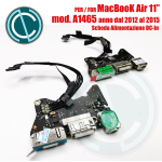 SCHEDA ALIMENTAZIONE DC-IN MAGSAFE AUDIO POWER BOARD USB PORT PER MACBOOK AIR 11" A1465 ANNO 2012 2013 2014 2015