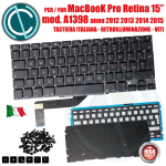 TASTIERA ITALIANA X APPLE MACBOOK PRO RETINA 15" A1398 2012 2013 2014 2015 RETROILLUMINAZIONE VITI