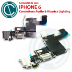 CONNETTORE DOCK RICARICA RICAMBIO IPHONE 6G 6 PORTA ALIMENTAZIONE LIGHTNING JACK CUFFIA