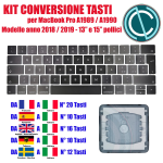 KIT SOSTITUZIONE TASTI PER CONVERTIRE TASTIERA MACBOOK PRO 13" 15" A1989 A1990 2018 2019 IN ITALIANO 