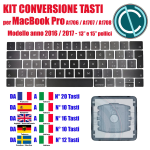 KIT SOSTITUZIONE TASTI PER CONVERTIRE TASTIERA MACBOOK PRO 13" 15" A1706 A1707 A1708 2016 2017 CON LAYOUT STRANIERO IN ITALIANO 