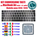 KIT SOSTITUZIONE TASTI PER CONVERSIONE TASTIERA MACBOOK AIR A1932 13" 2018 2019 IN ITALIANO 