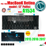 PANNELLO POSTERIORE TASTIERA PER APPLE MACBOOK RETINA 12" POLLICI A1534 2015 2016 2017 IT EU DE FR ES 