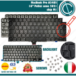 TASTIERA ITALIANA ITA RETRO ILLUMINAZIONE VITI PER APPLE MACBOOK PRO 16" A2485 CHIP M1 ANNO 2021