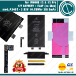 KIT BATTERIA SENZA CHIP DA SALDARE PER IPHONE 12 E 12 PRO SET ADESIVO E CAVO PARI ORIGINALE