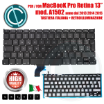 APPLE MACBOOK PRO 13" A1502 RETINA  2013 2014 2015 KEYBOARD TASTIERA ITALIANA QWERTY RETRO ILLUMINATA