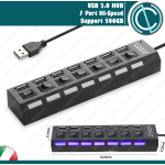 HUB USB 2.0 MULTI 7 PORTE ESTERNO MULTIPRESE ON OFF 500GB SLOT PER PC NOTEBOOK MAC