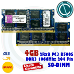MEMORIA RAM KINGSTON 4GB 2RX8 PC3 8500S DDR3 SODIMM KTA-MB1066/4G 1.5V MACBOOK LAPTOP