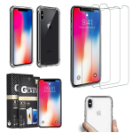 Custodia cover + vetro temperato 9h per apple iphone X 10 trasparente morbida sottile