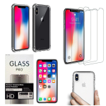 Custodia cover E vetro temperato HD 9h per apple iphone x trasparente morbida sottile