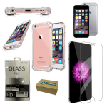 Custodia cover + vetro temperato 9h per apple iphone 6 6g trasparente morbida sottile