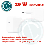 ALIMENTATORE APPLE MACBOOK 14,5V 2,0A 5,2V 2,4A 29W TYPE-C A1540 COMPATIBILE IPHONE