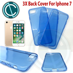 COVER PER IPHONE 7 APPLE TRASPARENTE MORBIDA CUSTODIA SOTTILE TPU SLIM COLORE AZZURRO 