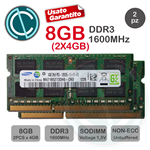 SAMSUNG MEMORIA RAM 8GB 2X4GB 2Rx8 PC3 12800S DDR3 1600MHZ SODIMM LAPTOP MACBOOK NOTEBOOK