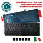 TASTIERA ITALIANA PER APPLE MACBOOK PRO RETINA 13" POLLICI A1708 QWERTY CON RETRO ILLUMINAZIONE E PANNELLO POSTERIORE