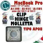 CLIP MOLLETTA FORBICE HINGE X TASTI APPLE MACBOOK PRO 13" 15" A1425 A1502 A1398 KEYBOARD KEY AP08 2012 2013 2014 2015