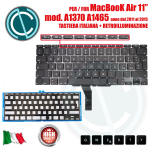 TASTIERA ITALIANA APPLE MACBOOK AIR 11" A1465 1370 2011 2012 2013 2014 2015 QUERTY CON RETROILLUMINAZIONE